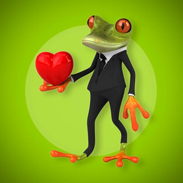 Frog holding heart — Stock Photo, Image