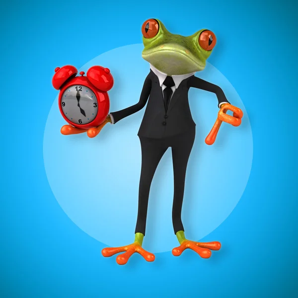 Frog holding clock — Stock Photo, Image