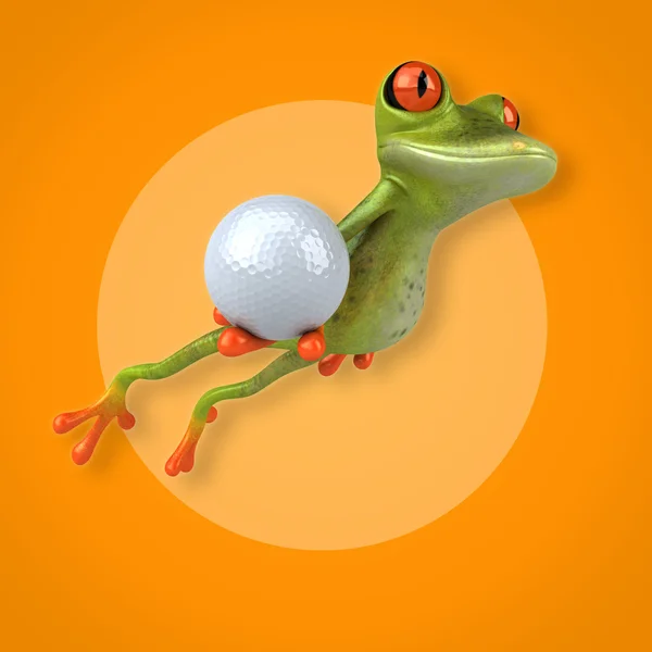 青蛙抱球 — 图库照片