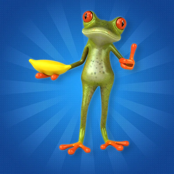 Frog holding banana — Stock Photo, Image