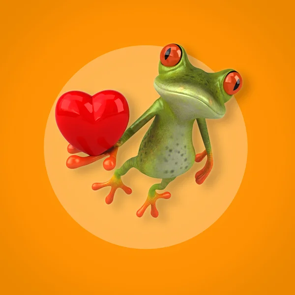 Βάτραχος κρατώντας πινακίδα καρδιά — Φωτογραφία Αρχείου