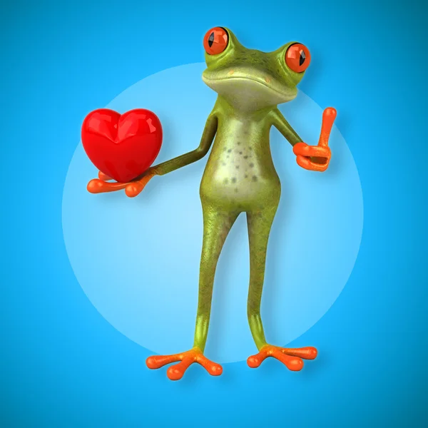 Frog holding heart sign — Stock Photo, Image