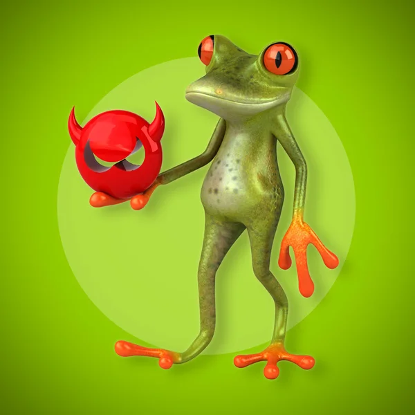 Frog innehav antivirus tecken — Stockfoto