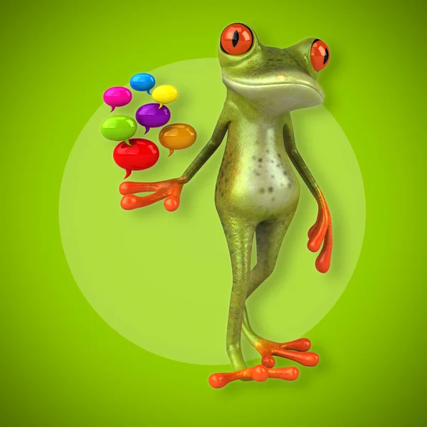 Frog holding pratbubblor — Stockfoto