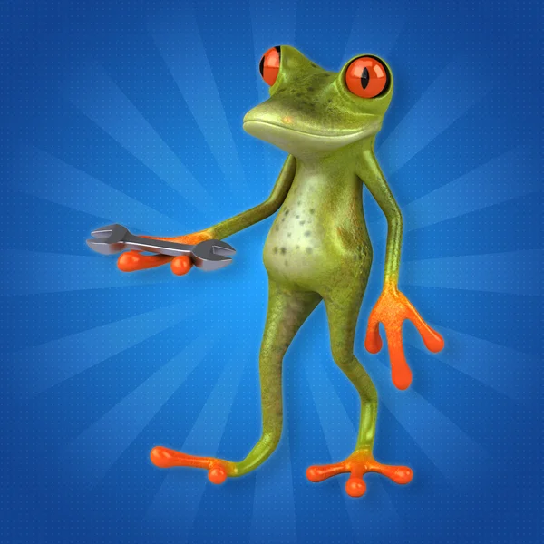 Frog holding wrench — Stock Photo, Image