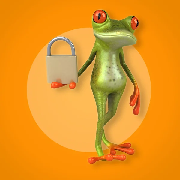 青蛙控股挂锁 — 图库照片