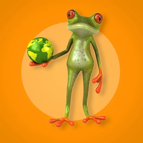 Frog holding globe — Stock Photo, Image