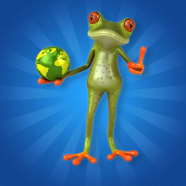 Frog holding globe — Stock Photo, Image