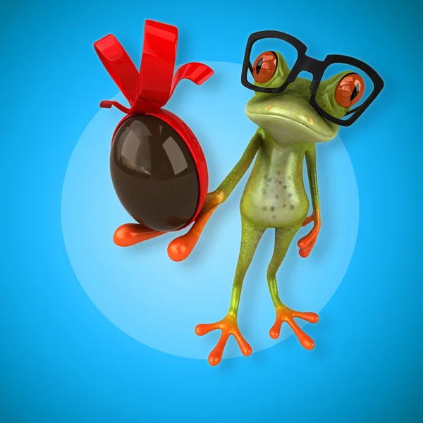 Kurbağa holding Paskalya yortusu yumurta — Stok fotoğraf