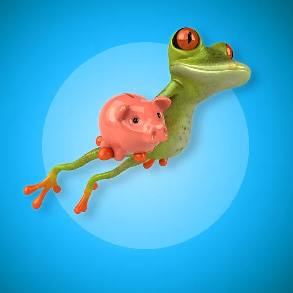 Frog holding piggy bank — Stock Photo, Image