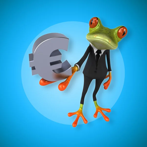 Frog holding euro sign — Stock Photo, Image