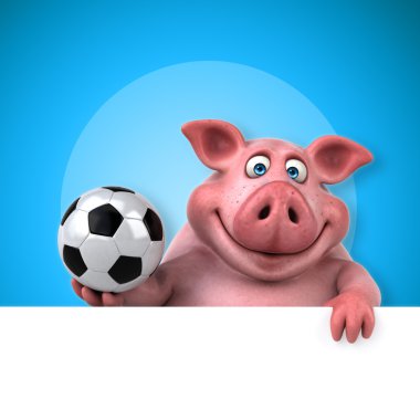 Futbol topu tutan domuz