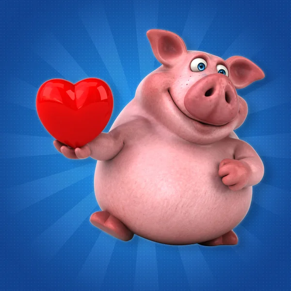 Cartoon svinuppfödningsanläggning hjärta — Stockfoto