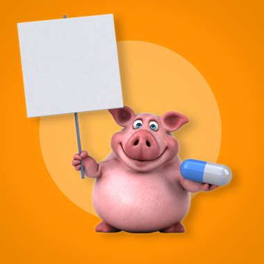 domuz holding kartı ve pill 