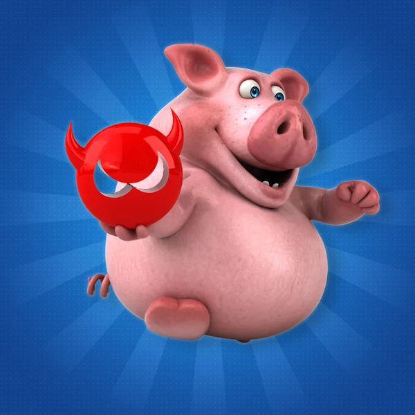 Porco segurando sinal antivírus — Fotografia de Stock