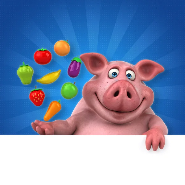 Schwein mit Gemüse und Obst — Stockfoto