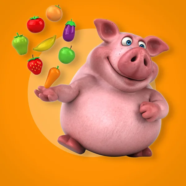 Schweine halten Obst und Gemüse — Stockfoto