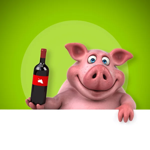Vinho e cartão de porcos — Fotografia de Stock
