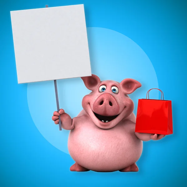 돼지 보유 카드와 가방 - — 스톡 사진