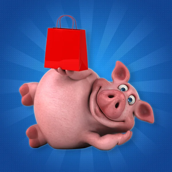 面白い豚保持袋 — ストック写真