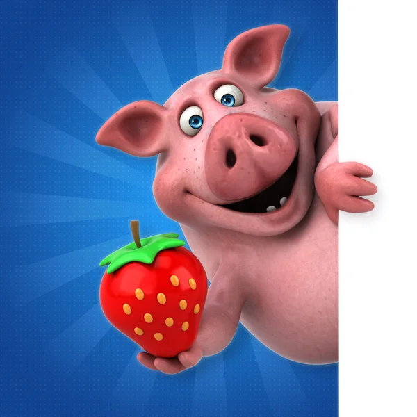 돼지 보유 카드와 딸기 — 스톡 사진