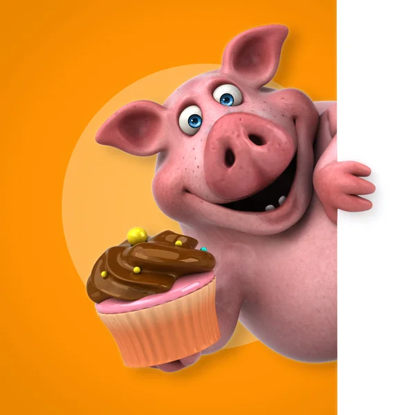 豚保有カードとカップケーキ ストック画像