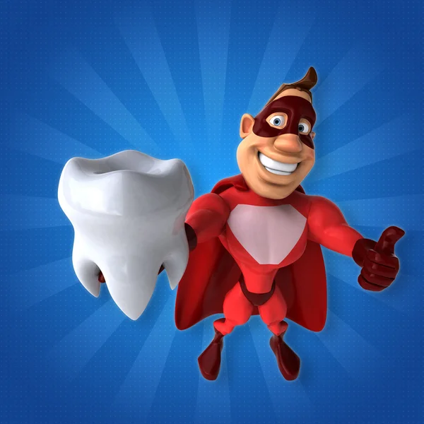 Superhero holding   tooth — Stock Photo, Image