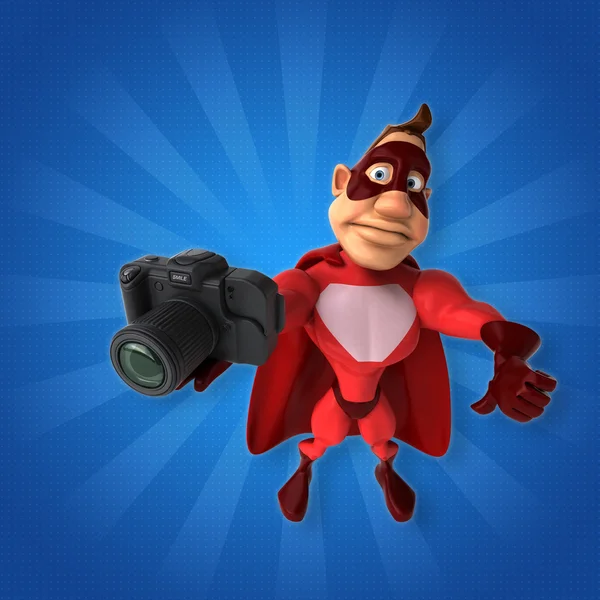 Superheld bedrijf camera — Stockfoto