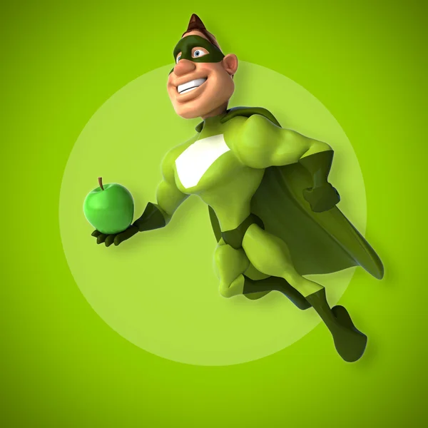 Superhéroe sosteniendo manzana —  Fotos de Stock