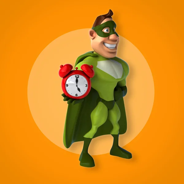 Super herói segurando relógio — Fotografia de Stock