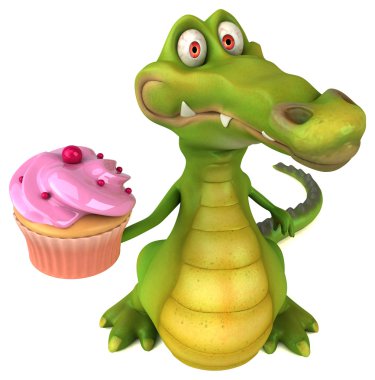  Timsah holding cupcake 