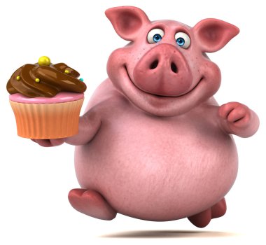 domuz holding cupcake 