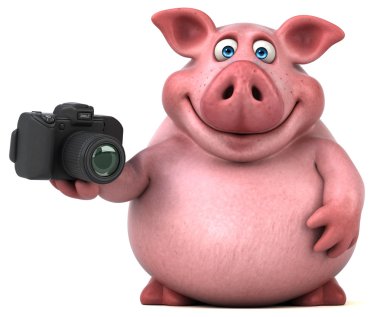 Komik domuz holding kamera  