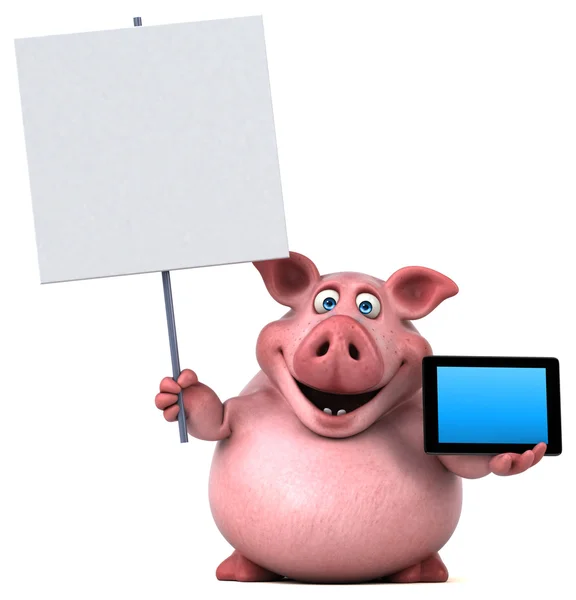 Cartão de porcos e comprimido — Fotografia de Stock