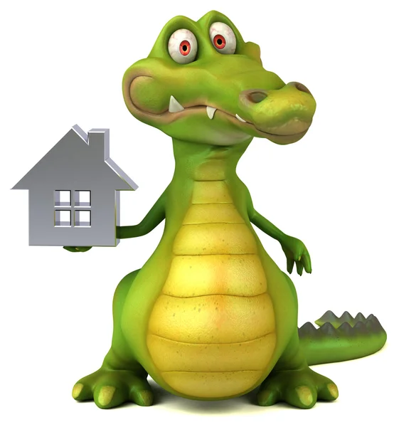 Krokodil houden huis teken — Stockfoto