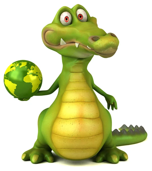 Krokodil mit Globus — Stockfoto