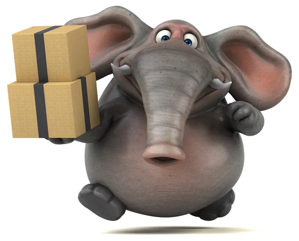 Y  elephant holding boxes — Stock Photo, Image
