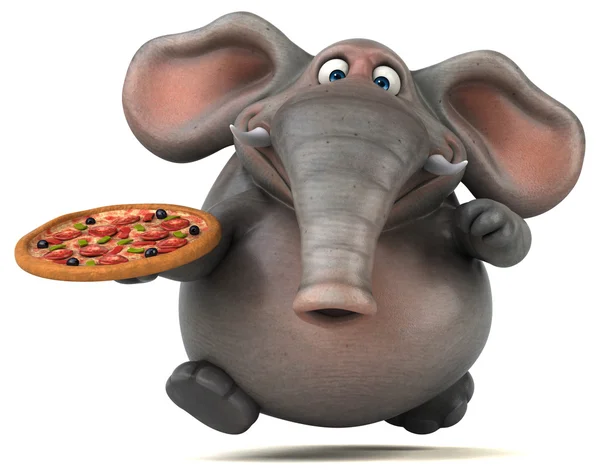 Elephant innehav pizza — Stockfoto