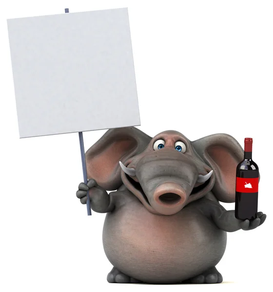 Tarjeta de tenencia de elefante y vino —  Fotos de Stock