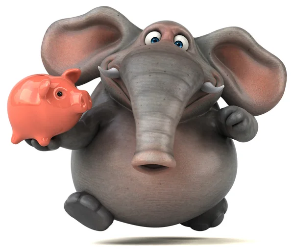 Elephant holding piggy bank — Stock Photo, Image