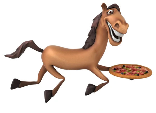 Cavalo segurando pizza — Fotografia de Stock