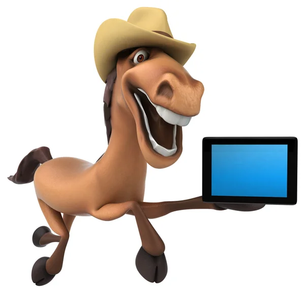 Horse holding tablet — Stock Photo, Image