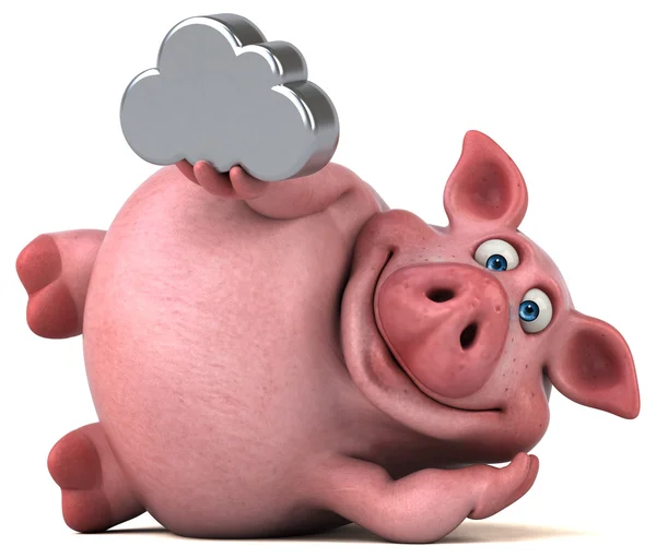 Cerdo sosteniendo signo de nube —  Fotos de Stock