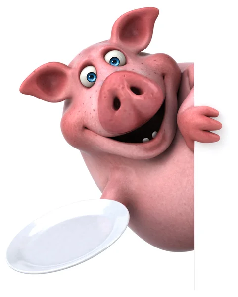 Schweinehaltekarte und Teller — Stockfoto