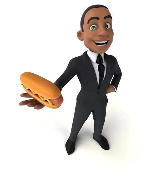 Businessman holding hotdog — Stock Photo, Image