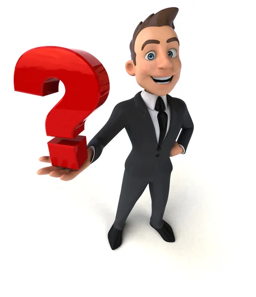 Businessman holding question mark — Stock Photo, Image
