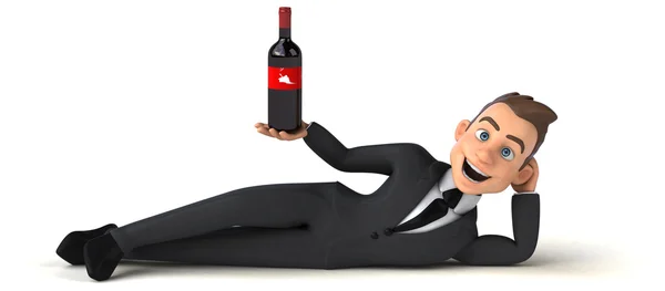 Businessman holding wine — Stock Photo, Image