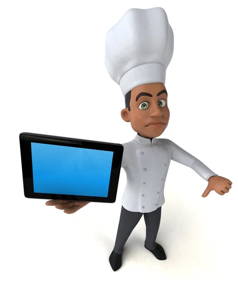 Koch hält Computer-Tablet in der Hand — Stockfoto