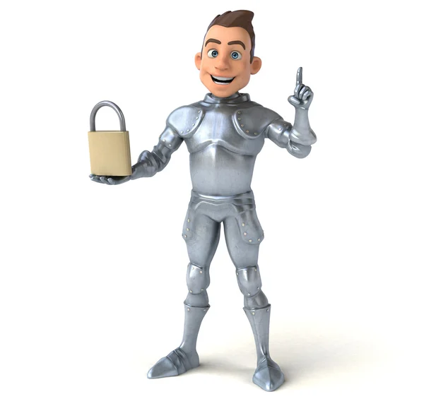 Knight holding padlock pointing — Stock Photo, Image