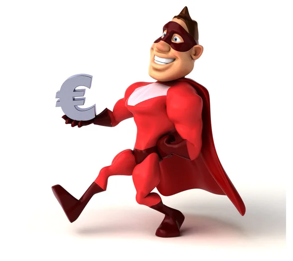 Super-herói segurando euro — Fotografia de Stock